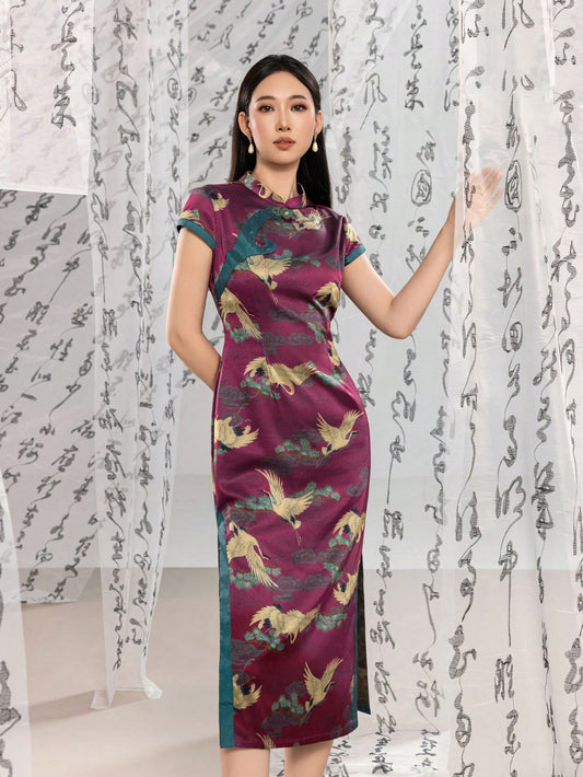 Short Sleeve Floral Designs New Chinese Style Cheongsam Qipao Dress