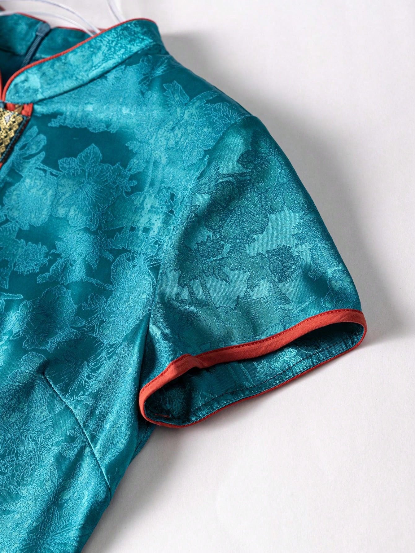 Short Sleeve Jacquard Floral Designs New Chinese Style Cheongsam Qipao Dress