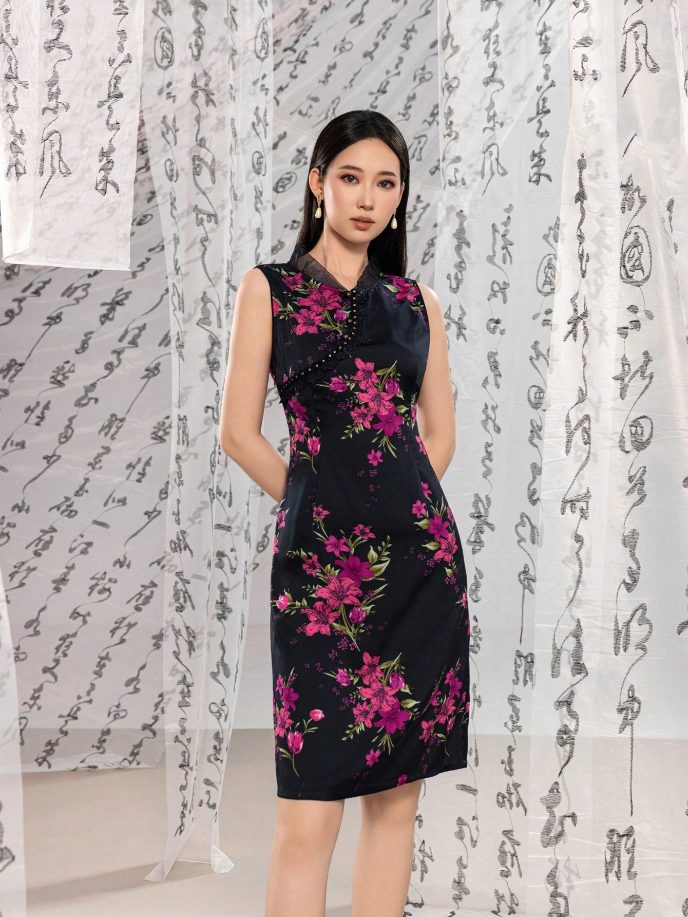 Sleeveless Tassel Fringe Floral Designs New Chinese Style Cheongsam Qipao Dress