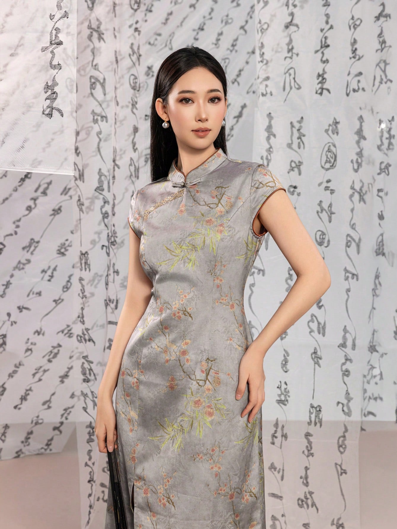 Short Sleeve Floral Designs New Chinese Style Cheongsam Qipao Dress Way Of Oriental Short Sleeve Floral Designs New Chinese Style Cheongsam Qipao Dress Way Of Oriental