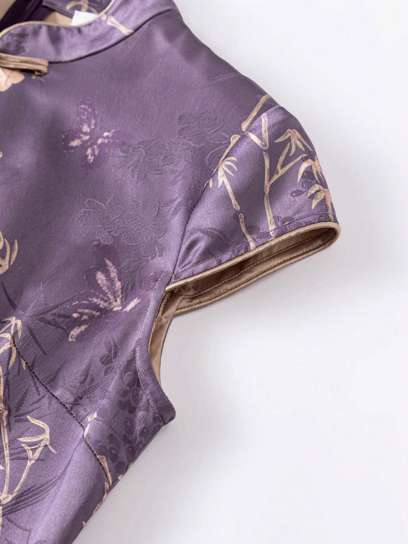 Short Sleeve Knot Button Floral Designs Slit New Chinese Style Cheongsam Qipao Dress