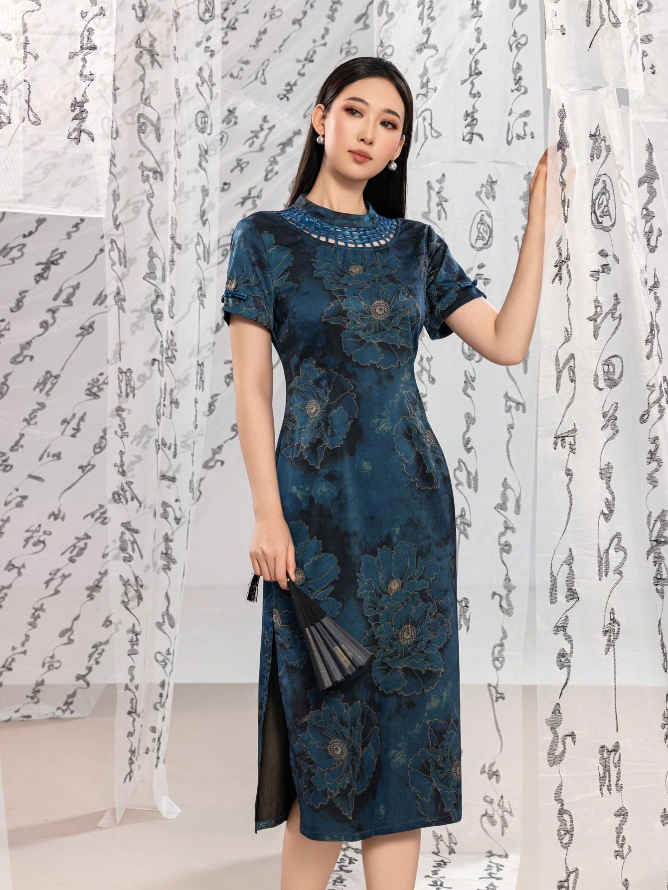 Short Sleeve Floral Designs New Chinese Style Cheongsam Qipao Dress
