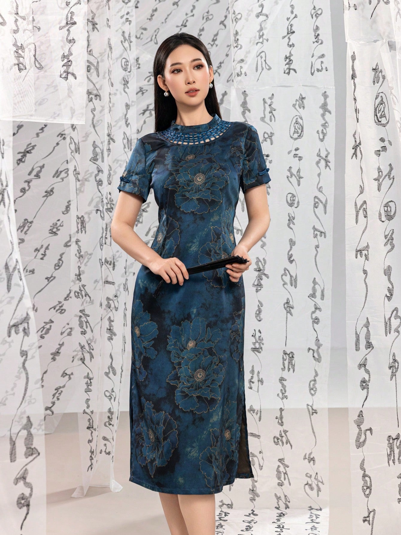 Short Sleeve Floral Designs New Chinese Style Cheongsam Qipao Dress