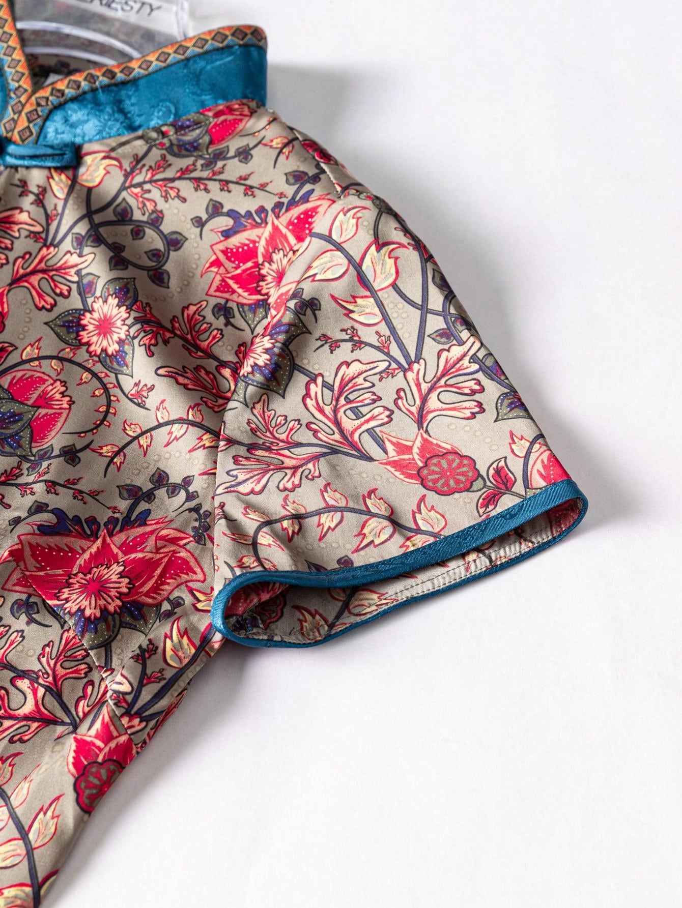 Short Sleeve Knot Button Floral Designs New Chinese Style Cheongsam Qipao Dress