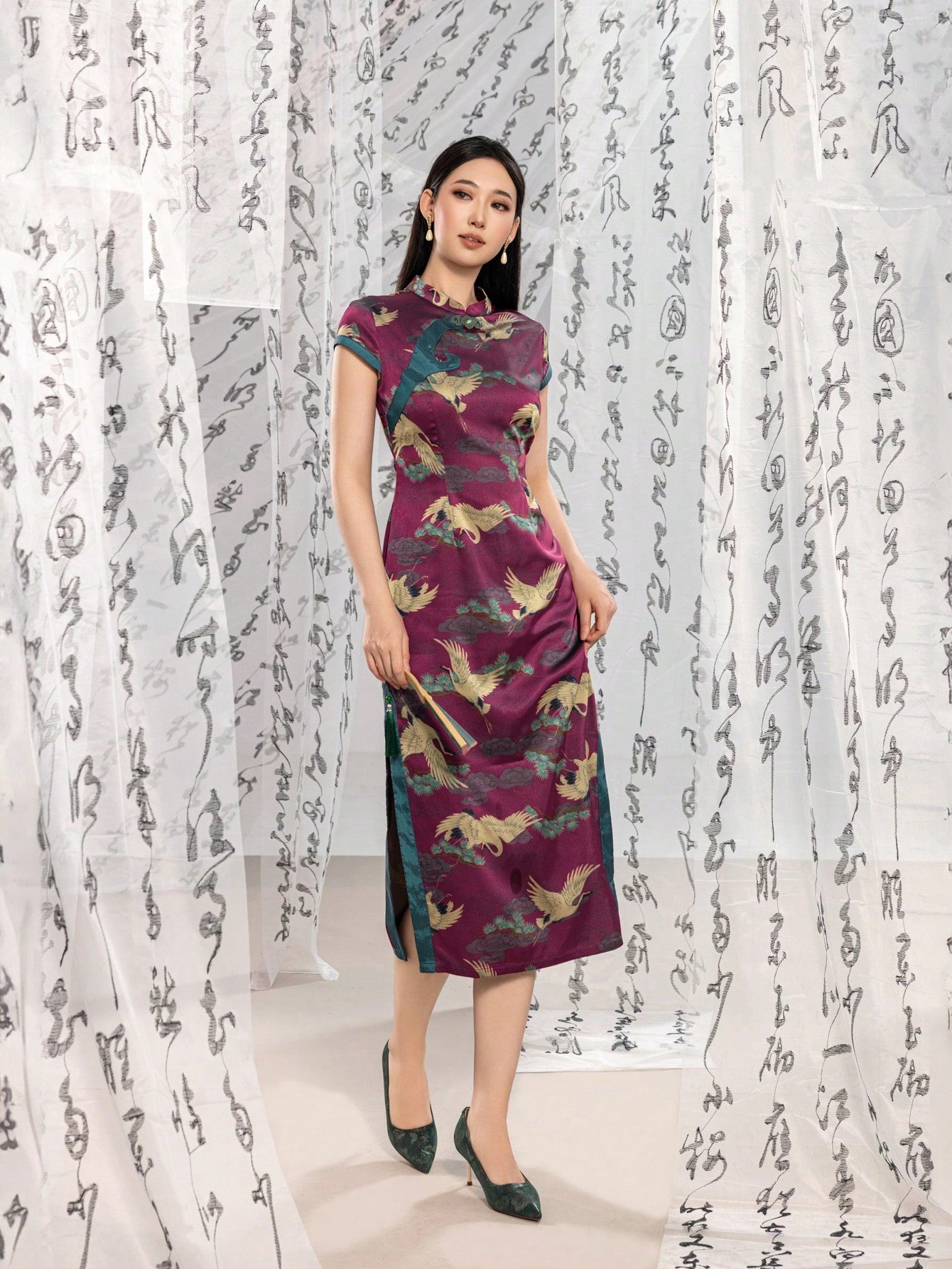 Short Sleeve Floral Designs New Chinese Style Cheongsam Qipao Dress
