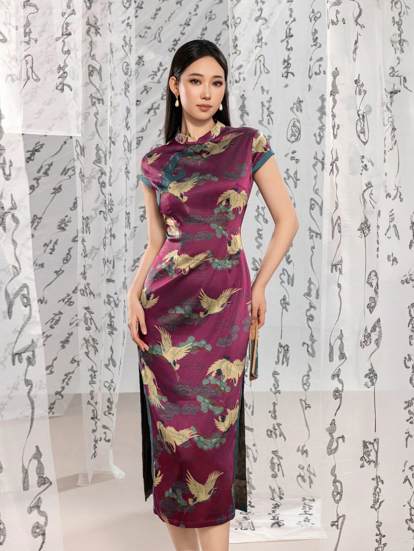 Short Sleeve Floral Designs New Chinese Style Cheongsam Qipao Dress
