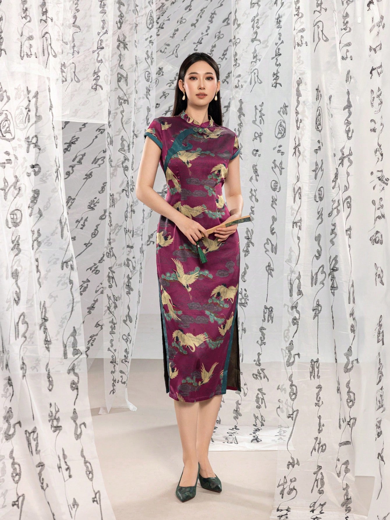 Short Sleeve Floral Designs New Chinese Style Cheongsam Qipao Dress