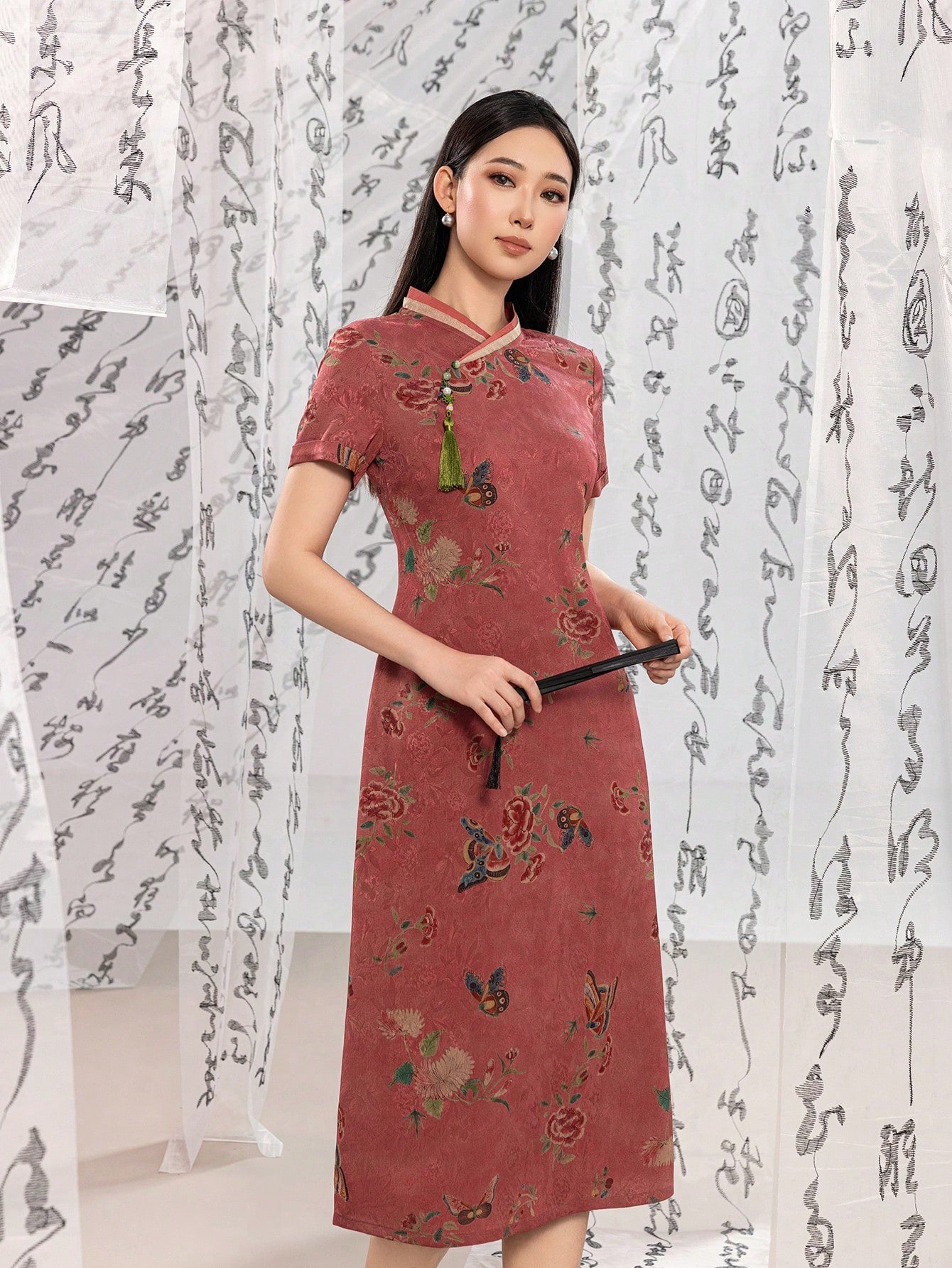 Short Sleeve Floral Designs New Chinese Style Cheongsam Qipao Dress