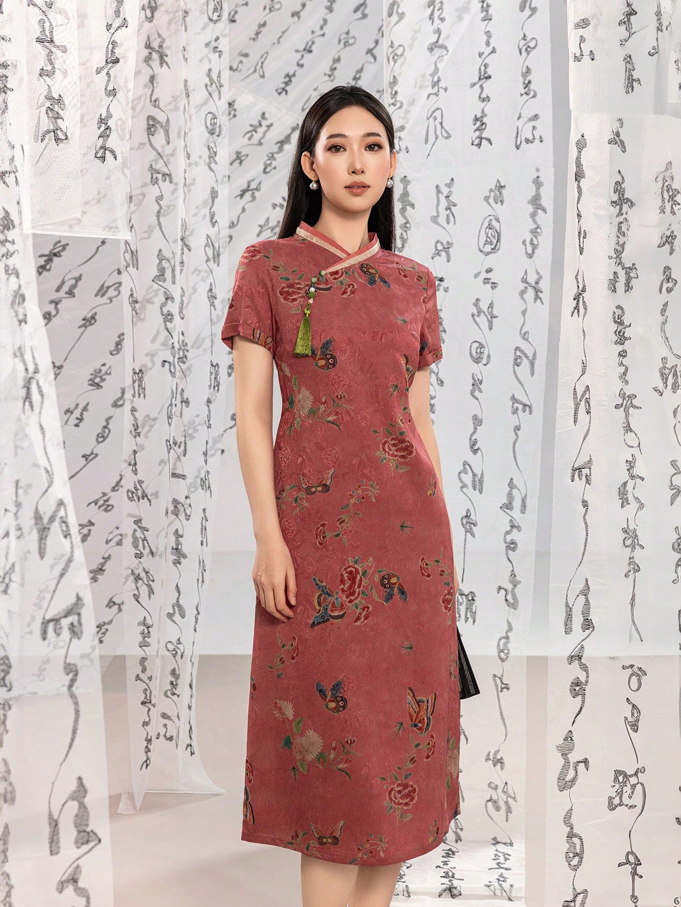 Short Sleeve Floral Designs New Chinese Style Cheongsam Qipao Dress