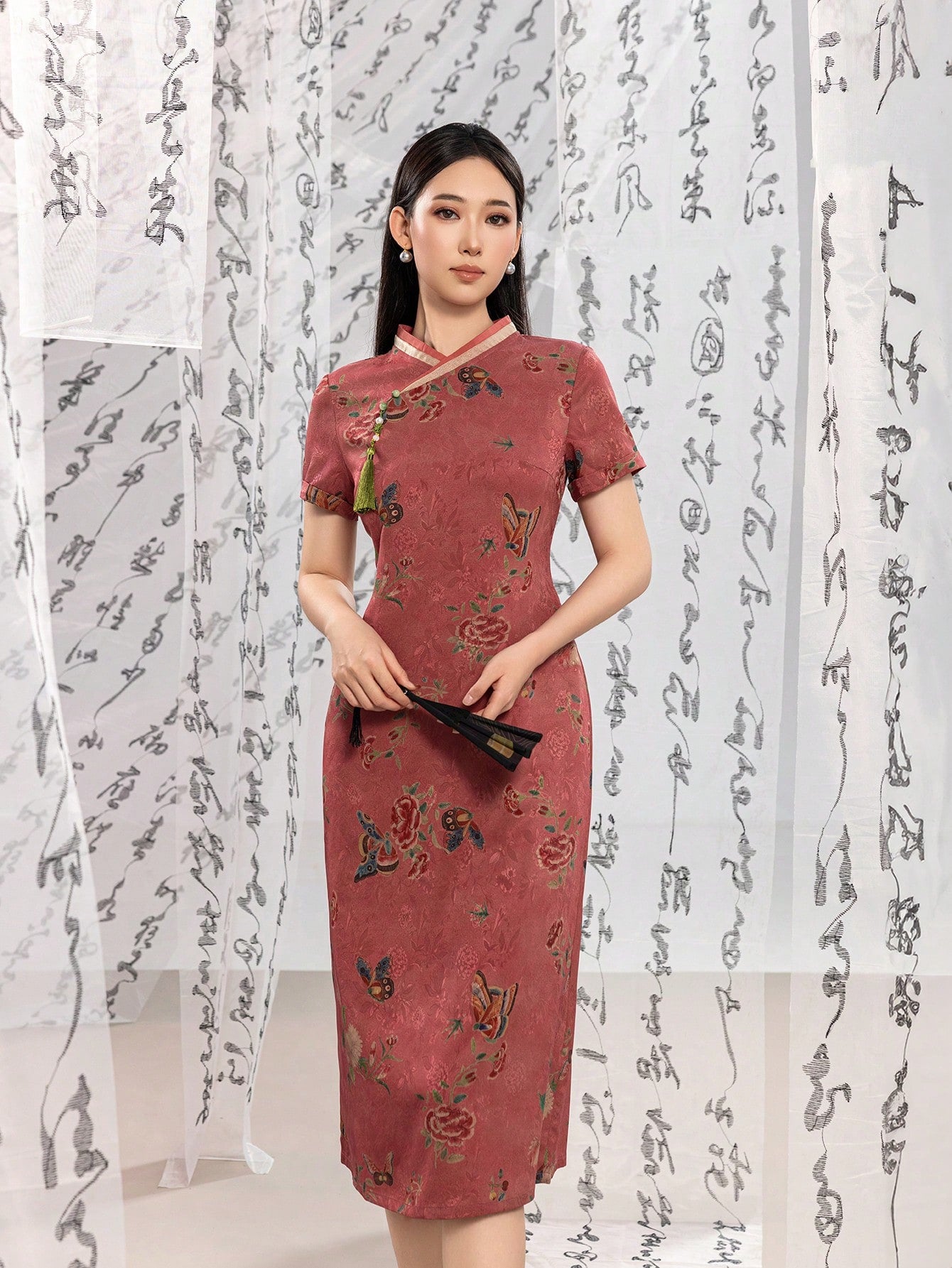 Short Sleeve Floral Designs New Chinese Style Cheongsam Qipao Dress