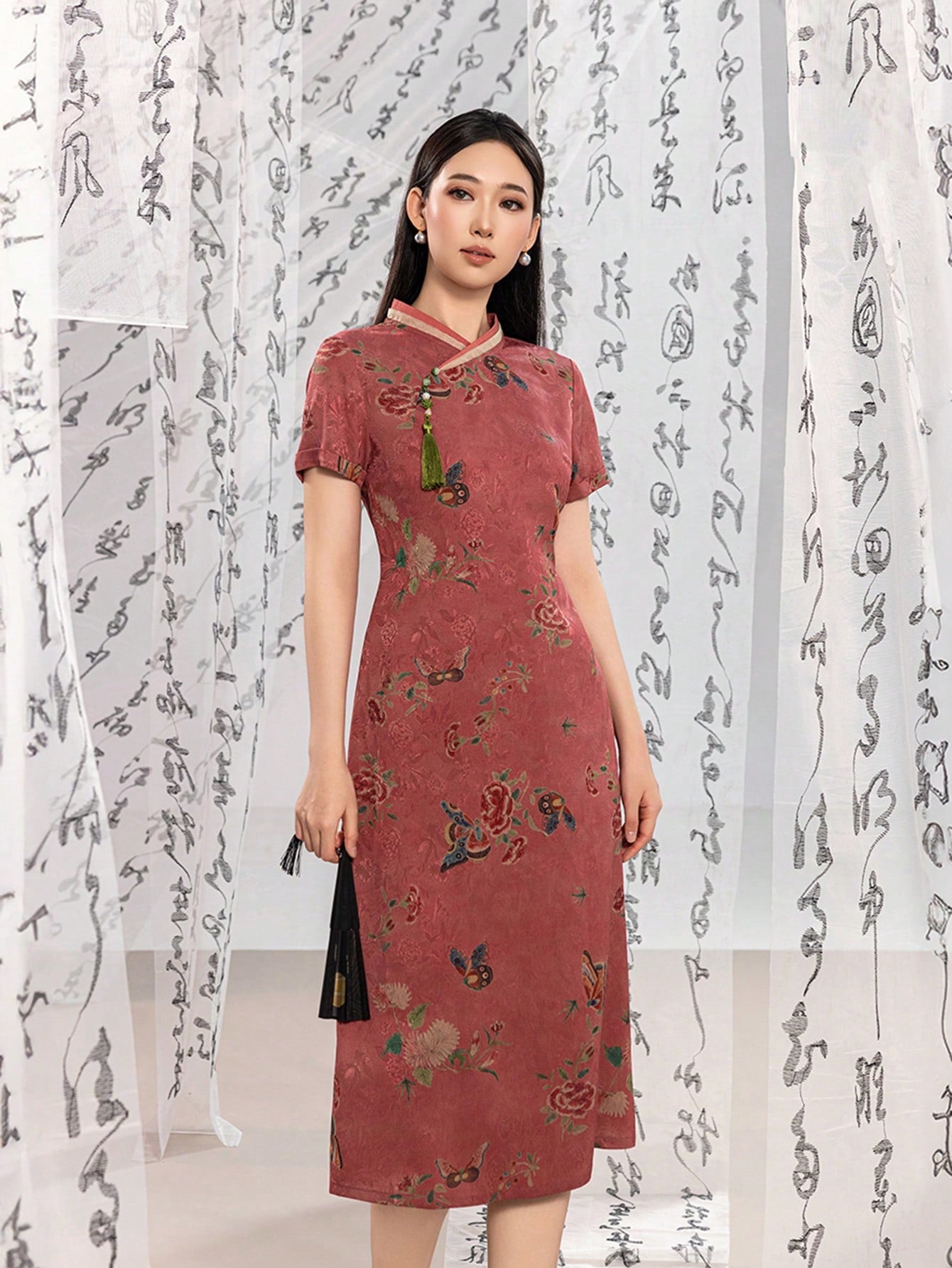 Short Sleeve Floral Designs New Chinese Style Cheongsam Qipao Dress