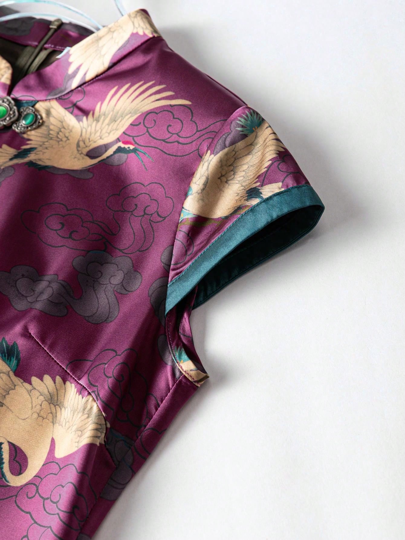 Short Sleeve Floral Designs New Chinese Style Cheongsam Qipao Dress