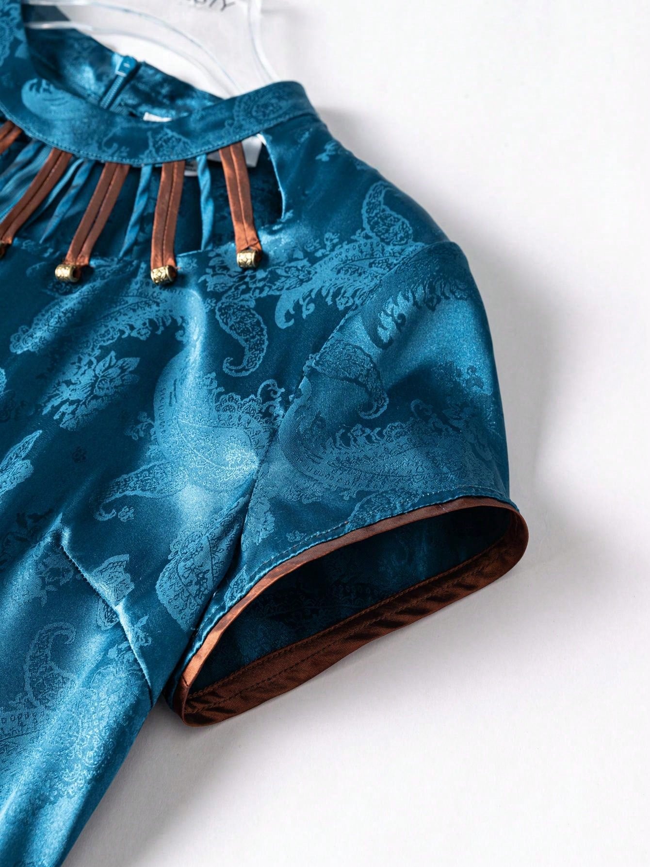 Short Sleeve Hollow-carved Front Floral Designs New Chinese Style Cheongsam Qipao Dress