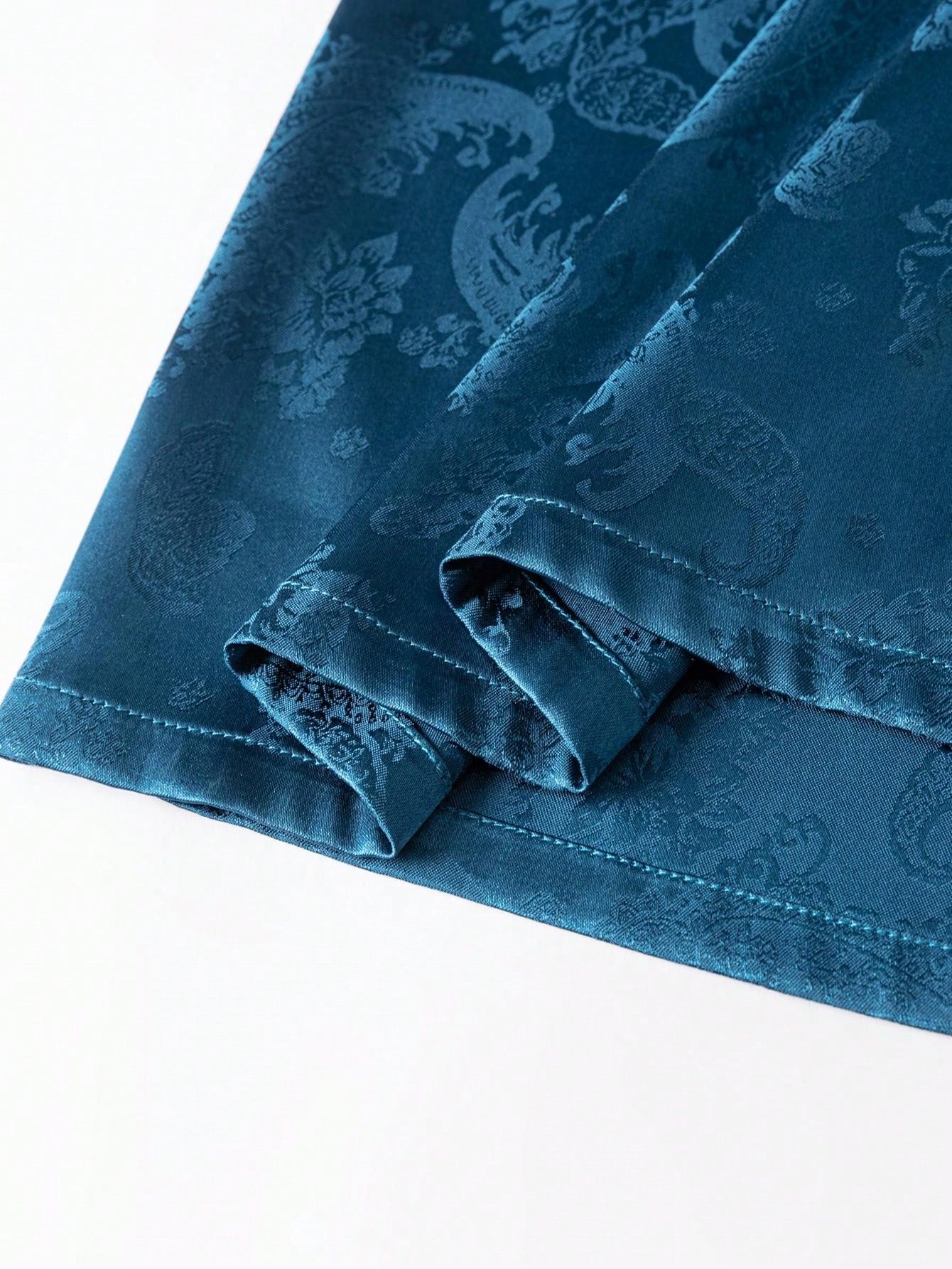 Short Sleeve Knot Button Split Thigh Jacquard  Floral Designs New Chinese Style Cheongsam Qipao Dress