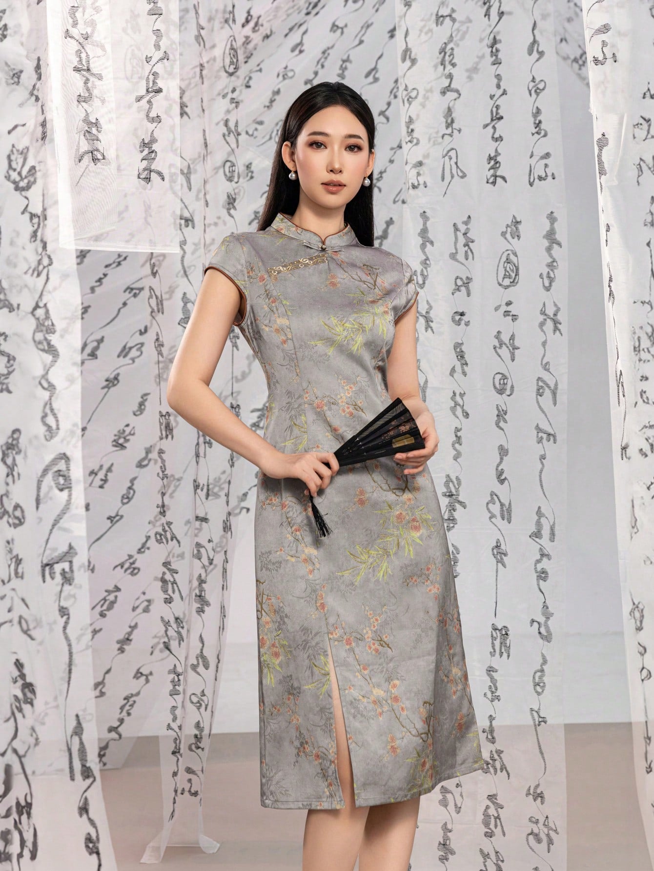 Short Sleeve Floral Designs New Chinese Style Cheongsam Qipao Dress